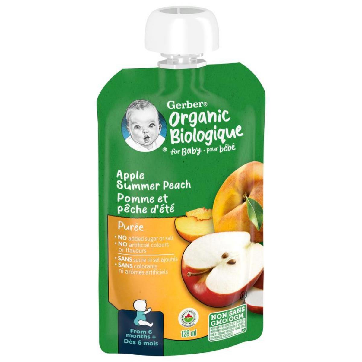 Gerber Organic Biologique for Baby, 2nd Foods for Sitter, Apple Summer Peach