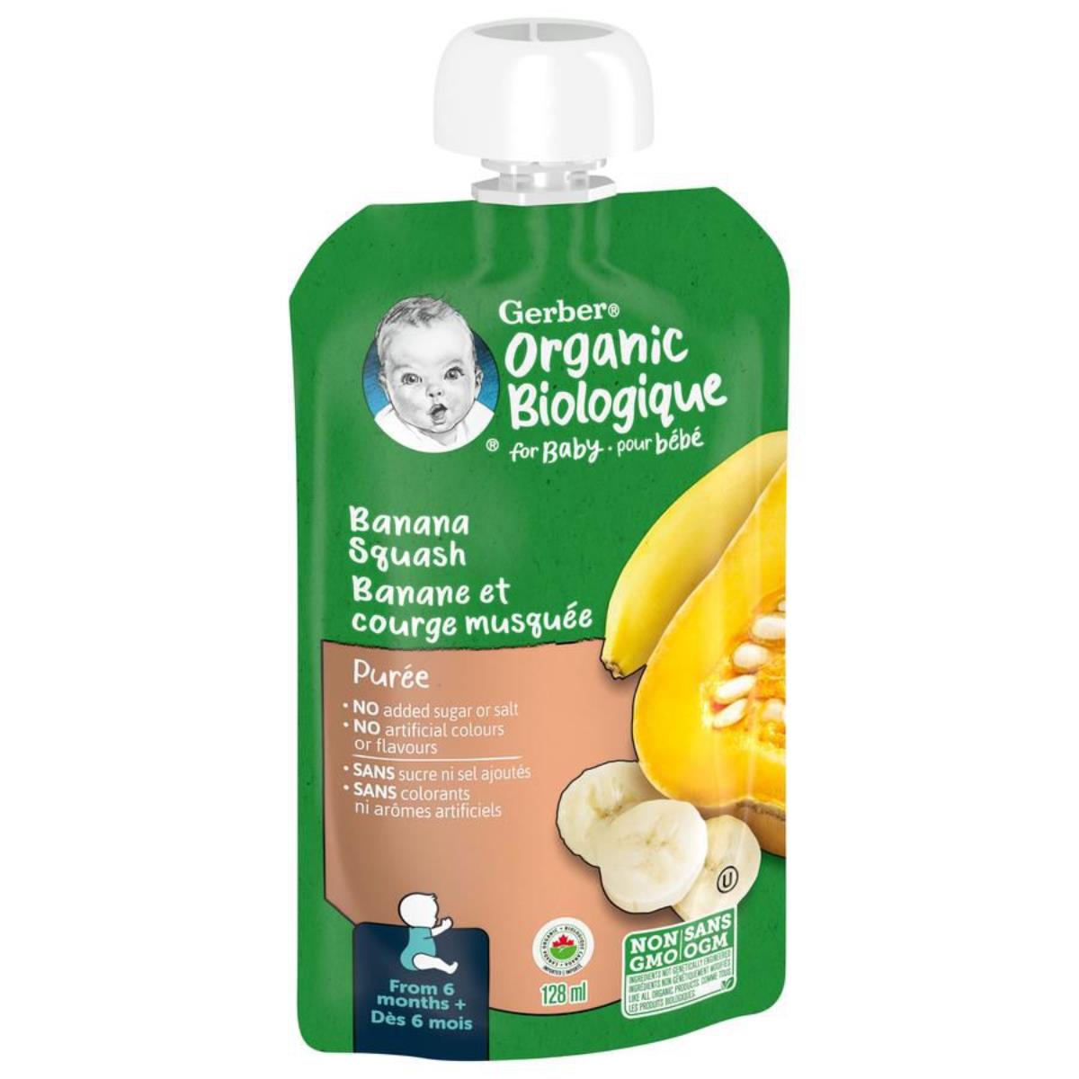 Gerber Organic Biologique for Baby, 2nd Foods for Sitter, Banana Squash