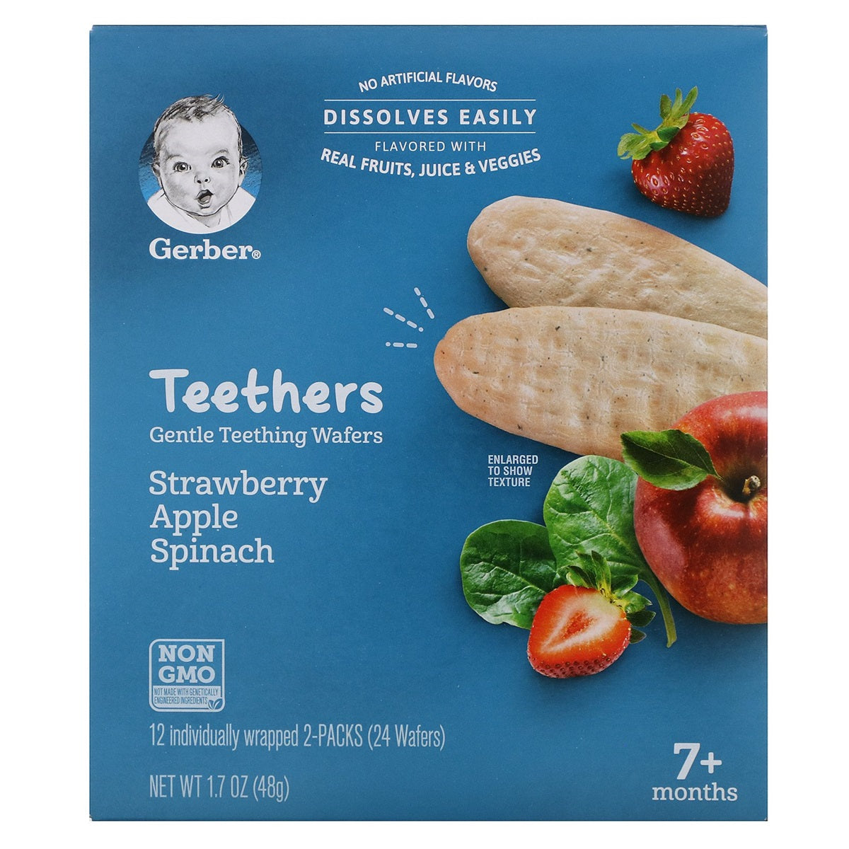 Gerber Snacks for Baby, Teethers Teething Wafers, Strawberry, Apple Spinach