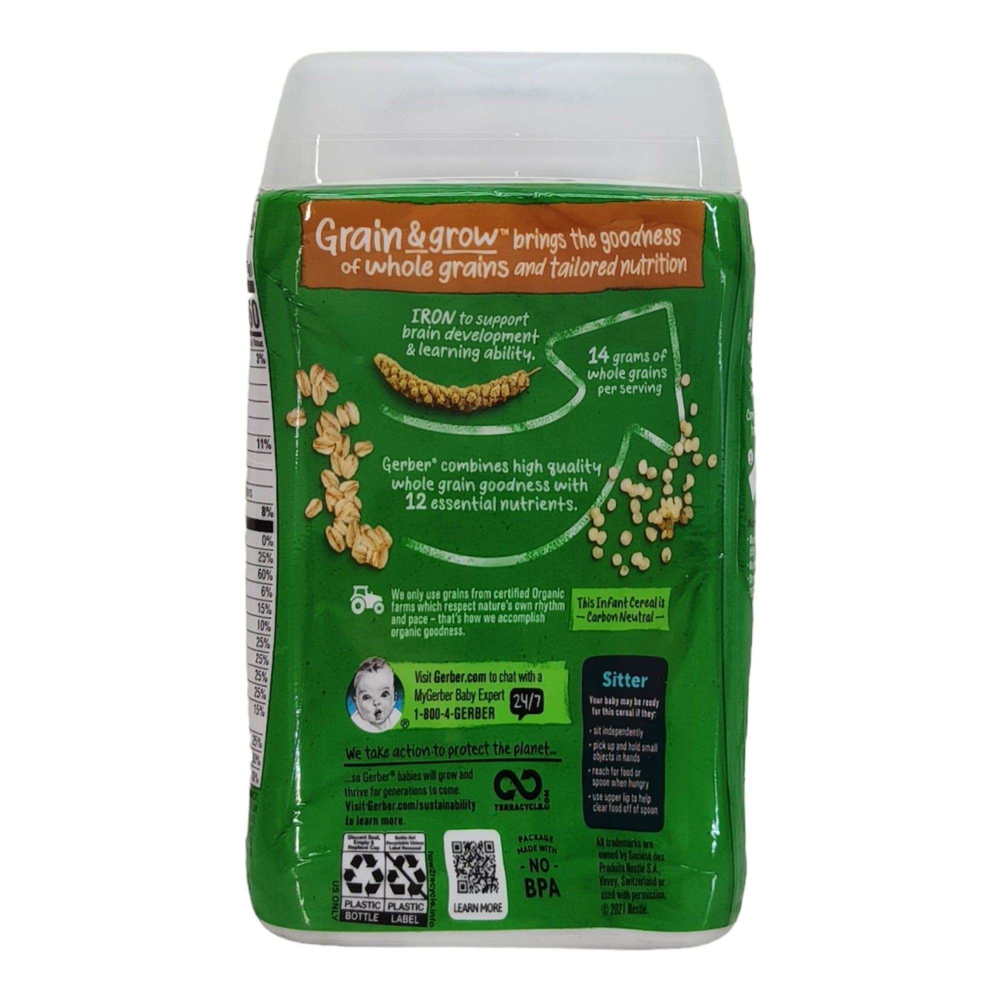 Gerber Cereal for Baby, Organic Oatmeal Millet Quinoa (8oz)