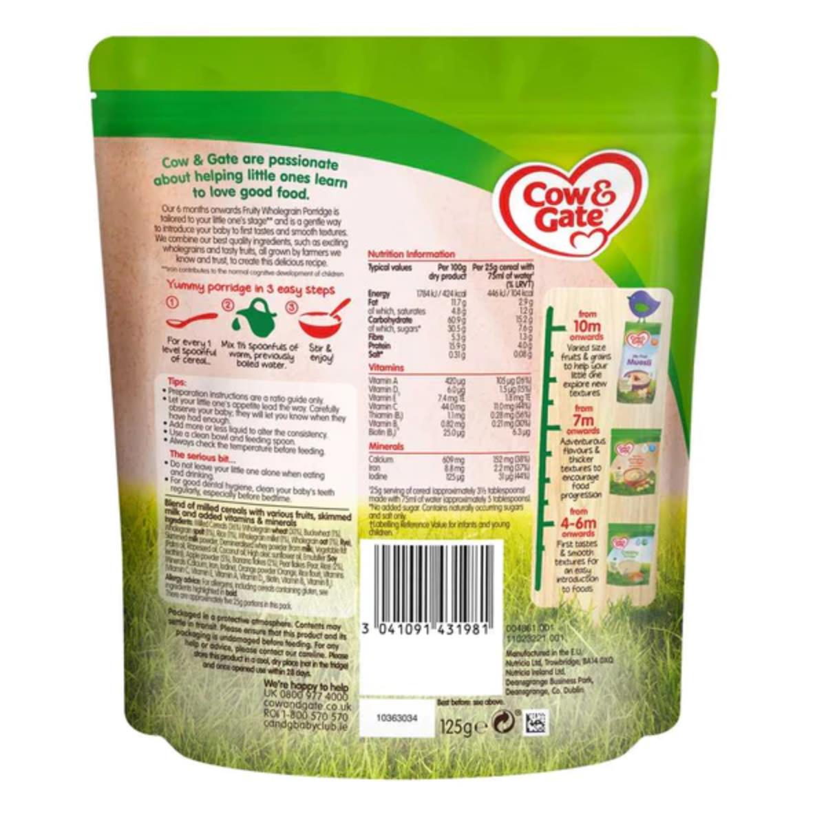 Cow & Gate Fruity Wholegrain Porridge (6m+) - 125g