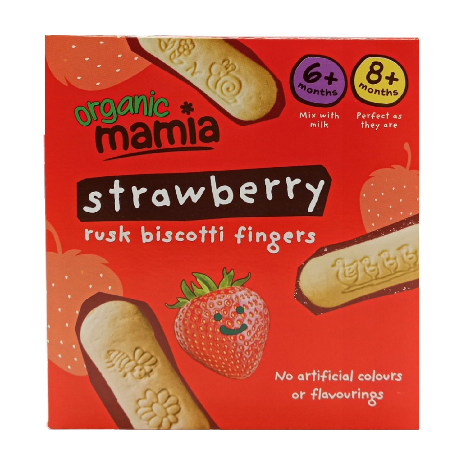 Organic Mamia Strawberry Rusk Biscotti Fingers (6-8m+)